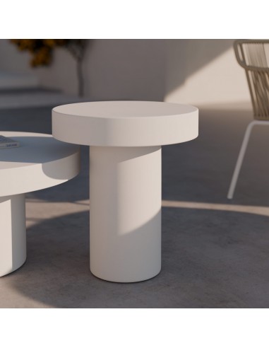 Mesa auxiliar en microcemento blanco MIRKO 50 cm