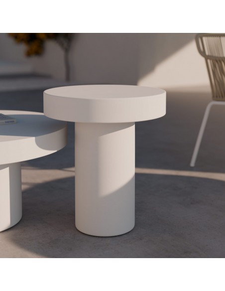 Mesa auxiliar en microcemento blanco MIRKO 50 cm
