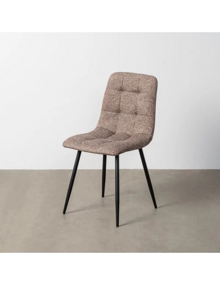 Cadeira NORDA estilo nórdico moderno, tecido mesclado e metal preto