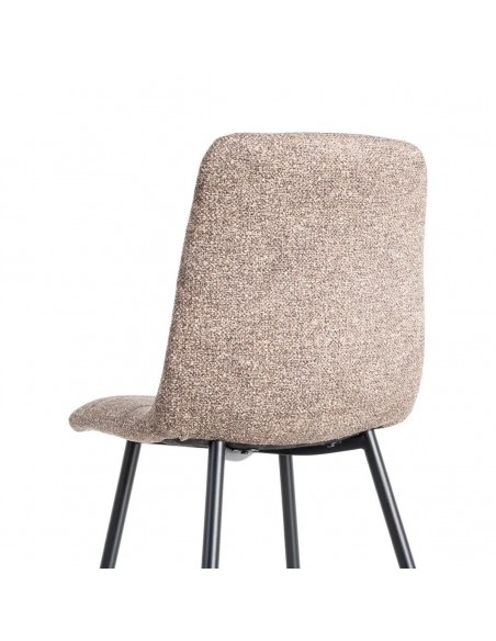 Silla de estilo nórdico moderno NORDA, tejido Jaspeado y metal negras