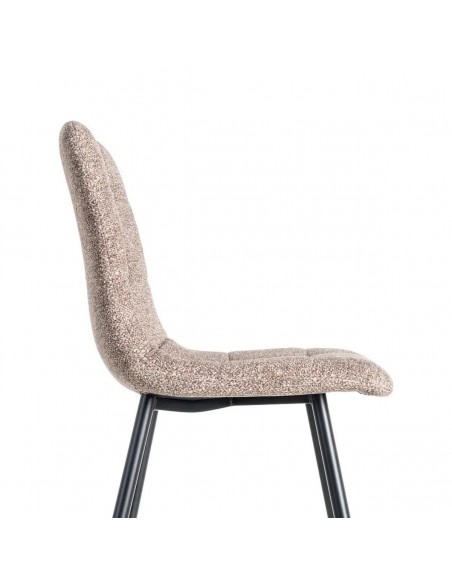 Silla de estilo nórdico moderno NORDA, tejido Jaspeado y metal negras