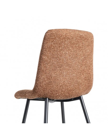 Cadeira NORDA estilo nórdico moderno, tecido mesclado e metal preto