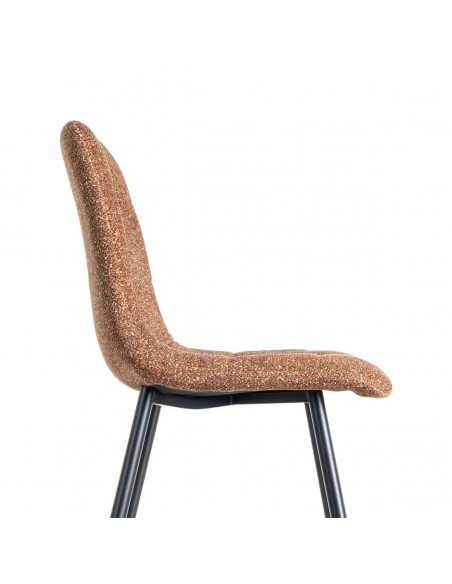 Silla de estilo nórdico moderno NORDA, tejido Jaspeado y metal negras