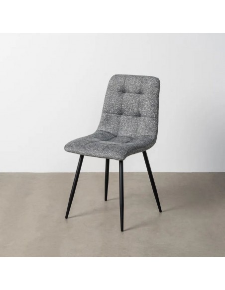 Cadeira NORDA estilo nórdico moderno, tecido mesclado e metal preto