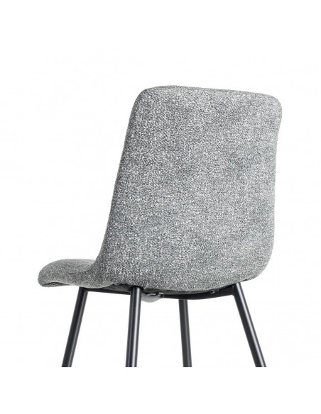 Silla de estilo nórdico moderno NORDA, tejido Jaspeado y metal negras