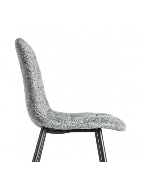Silla de estilo nórdico moderno NORDA, tejido Jaspeado y metal negras