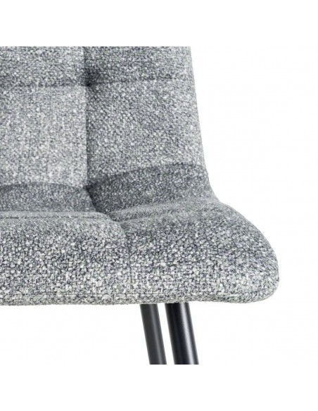 Cadeira NORDA estilo nórdico moderno, tecido mesclado e metal preto