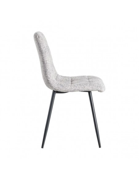 Silla de estilo nórdico moderno NORDA, tejido Jaspeado y metal negras