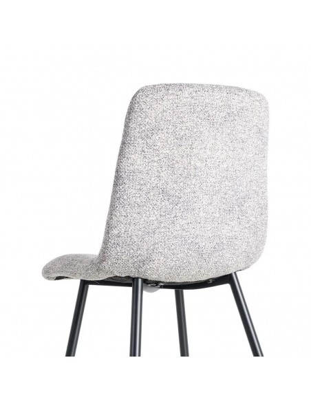 Silla de estilo nórdico moderno NORDA, tejido Jaspeado y metal negras