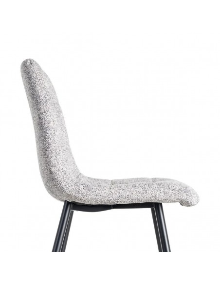 Silla de estilo nórdico moderno NORDA, tejido Jaspeado y metal negras