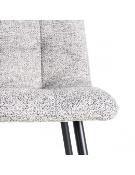 Silla de estilo nórdico moderno NORDA, tejido Jaspeado y metal negras