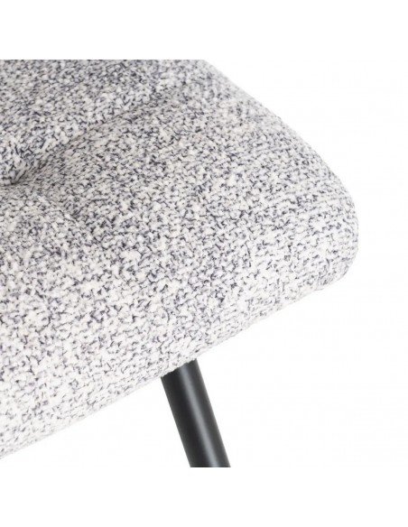 Silla de estilo nórdico moderno NORDA, tejido Jaspeado y metal negras