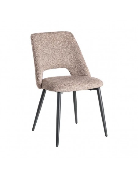 Silla VELNA con respaldo envolvente, tejido jaspeado y metal negro