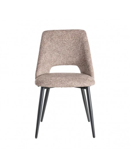 Silla VELNA con respaldo envolvente, tejido jaspeado y metal negro