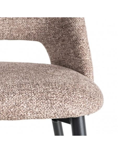 Silla VELNA con respaldo envolvente, tejido jaspeado y metal negro