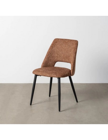 Silla VELNA con respaldo envolvente, tejido jaspeado y metal negro