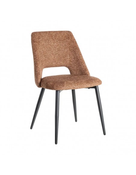 Silla VELNA con respaldo envolvente, tejido jaspeado y metal negro