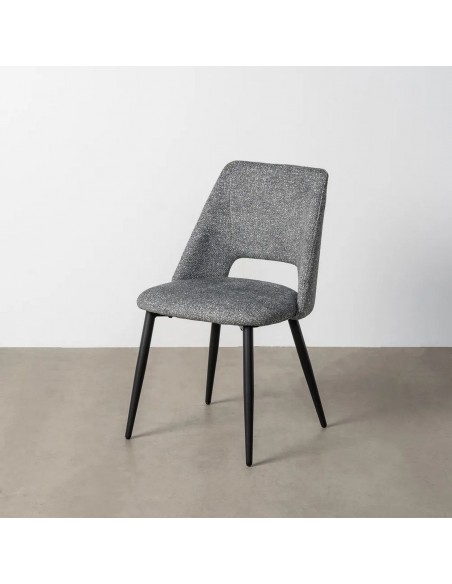 Silla VELNA con respaldo envolvente, tejido jaspeado y metal negro