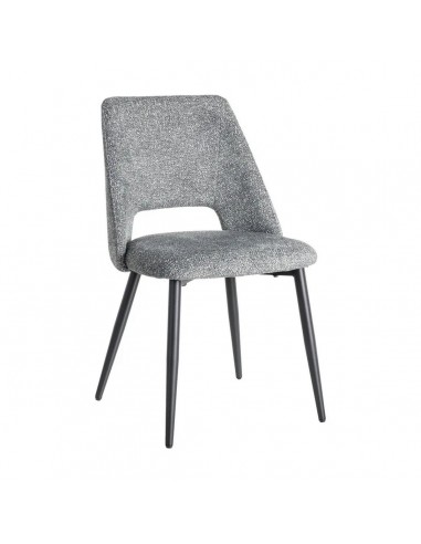 Silla VELNA con respaldo envolvente, tejido jaspeado y metal negro