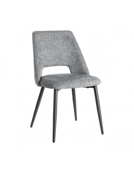 Silla VELNA con respaldo envolvente, tejido jaspeado y metal negro