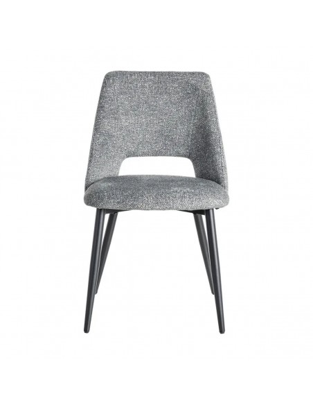 Silla VELNA con respaldo envolvente, tejido jaspeado y metal negro