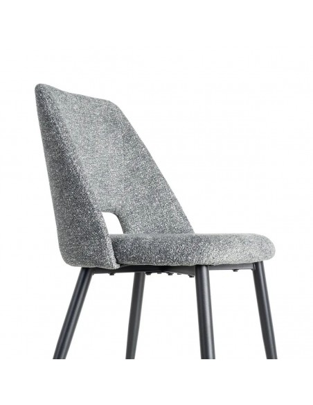 Silla VELNA con respaldo envolvente, tejido jaspeado y metal negro