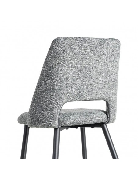 Silla VELNA con respaldo envolvente, tejido jaspeado y metal negro