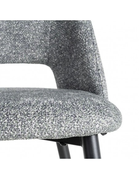 Silla VELNA con respaldo envolvente, tejido jaspeado y metal negro