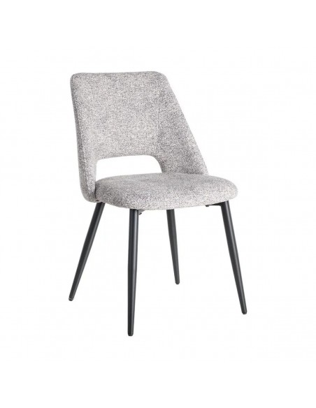 Silla VELNA con respaldo envolvente, tejido jaspeado y metal negro