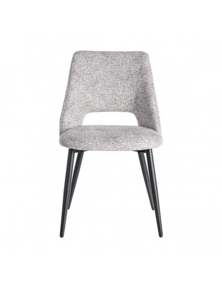 Silla VELNA con respaldo envolvente, tejido jaspeado y metal negro