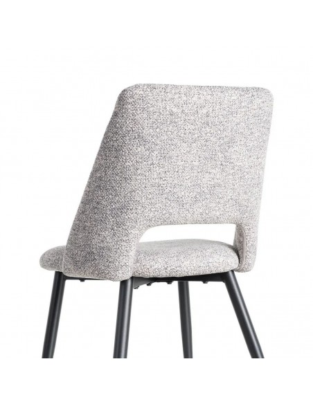 Silla VELNA con respaldo envolvente, tejido jaspeado y metal negro