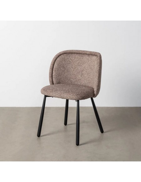 Silla con respaldo curvo BOREA, tejido Jaspeado y Patas cónicas Negras