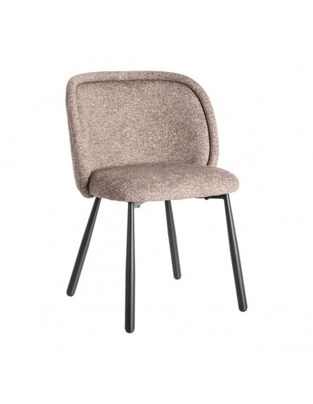 Silla con respaldo curvo BOREA, tejido Jaspeado y Patas cónicas Negras