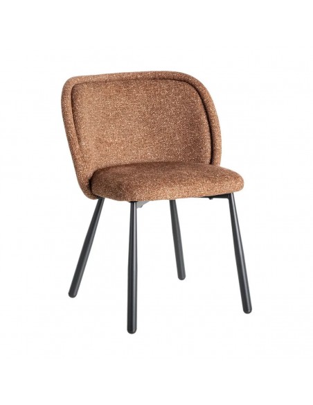Cadeira BOREA com encosto curvo, tecido mesclado e pernas afuniladas pretas