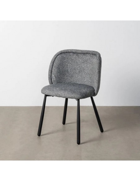 Silla con respaldo curvo BOREA, tejido Jaspeado y Patas cónicas Negras