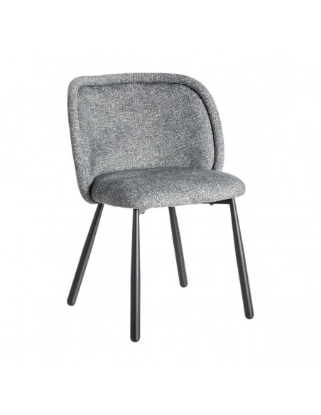 Silla con respaldo curvo BOREA, tejido Jaspeado y Patas cónicas Negras