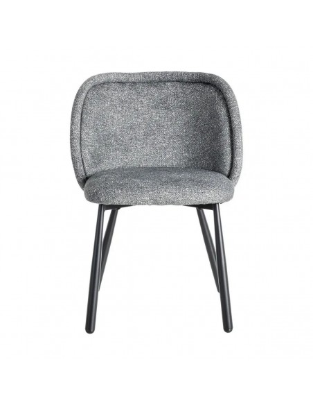 Cadeira BOREA com encosto curvo, tecido mesclado e pernas afuniladas pretas