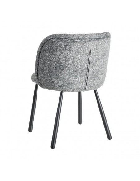 Silla con respaldo curvo BOREA, tejido Jaspeado y Patas cónicas Negras