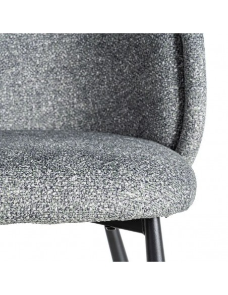 Cadeira BOREA com encosto curvo, tecido mesclado e pernas afuniladas pretas