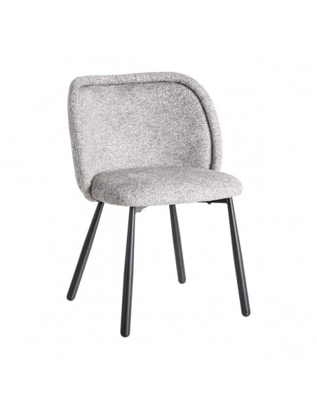 Silla con respaldo curvo BOREA, tejido Jaspeado y Patas cónicas Negras