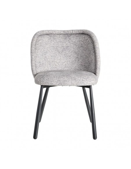 Cadeira BOREA com encosto curvo, tecido mesclado e pernas afuniladas pretas