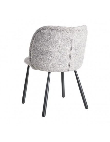 Silla con respaldo curvo BOREA, tejido Jaspeado y Patas cónicas Negras