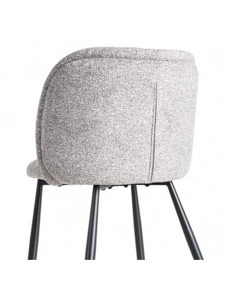 Silla con respaldo curvo BOREA, tejido Jaspeado y Patas cónicas Negras