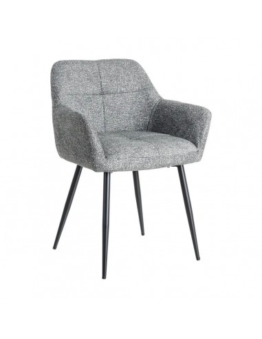 Silla con brazos de estilo moderno ARDEN, tejido jaspeado y metal negro