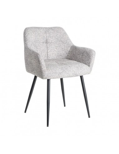 Silla con brazos de estilo moderno ARDEN, tejido jaspeado y metal negro