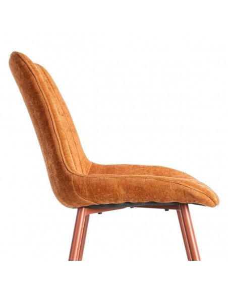 Silla SOLNA de diseño nórdico, tapizado en tejido y metal al tono