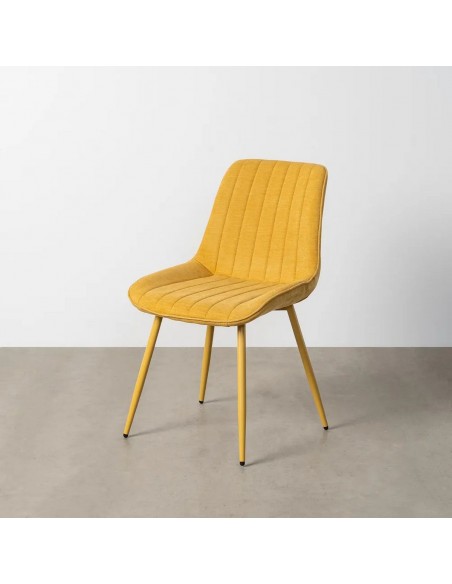 Silla SOLNA de diseño nórdico, tapizado en tejido y metal al tono