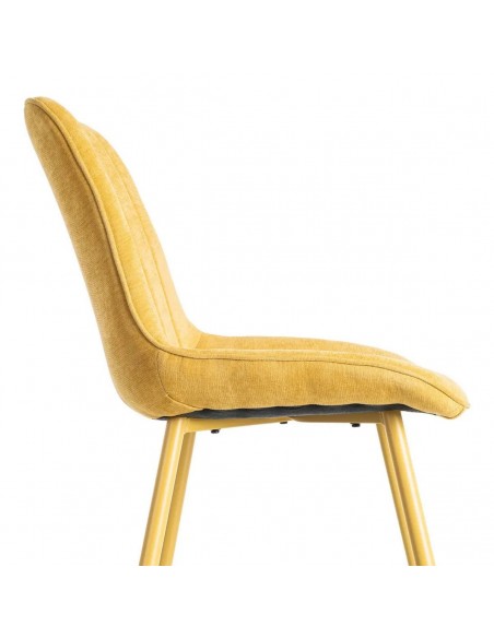 Silla SOLNA de diseño nórdico, tapizado en tejido y metal al tono