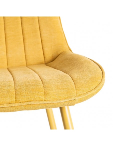 Silla SOLNA de diseño nórdico, tapizado en tejido y metal al tono