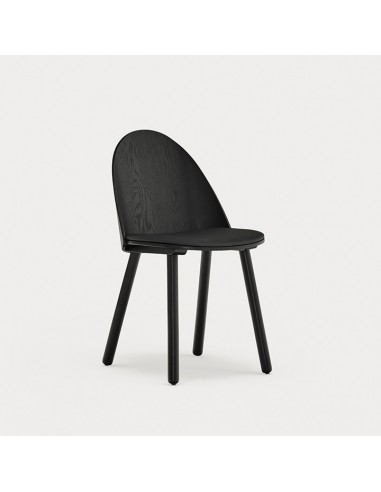 TEULAT SILLA DE DISEÑO UMA, madera negra y tapizado piel sintética